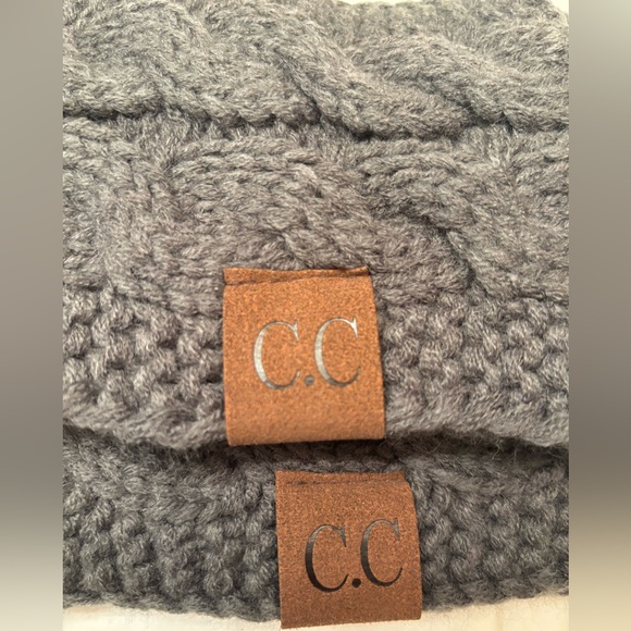 EUC-2 C.C solid cable knit charcoal grey head wraps warm - Picture 3 of 4